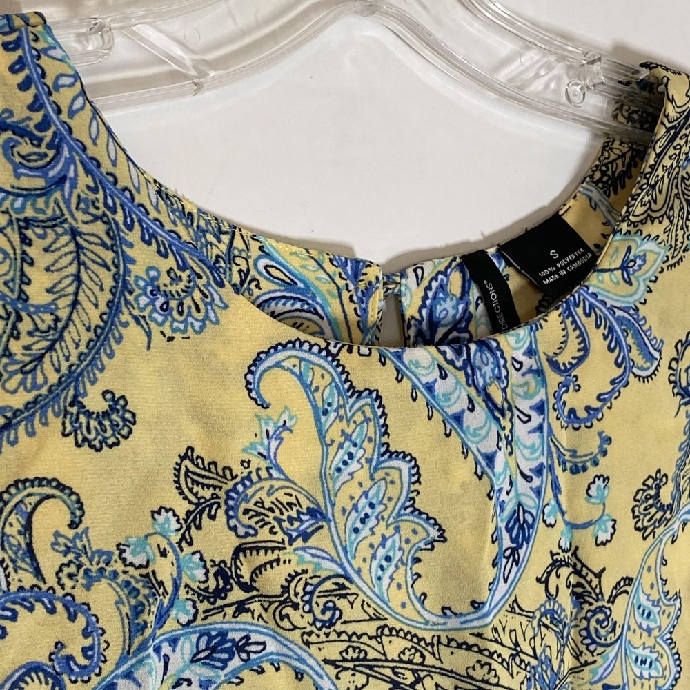 New Directions Top Womens Small Yellow Blue Paisley Sleeveless Tunic Blouse - Picture 8 of 15